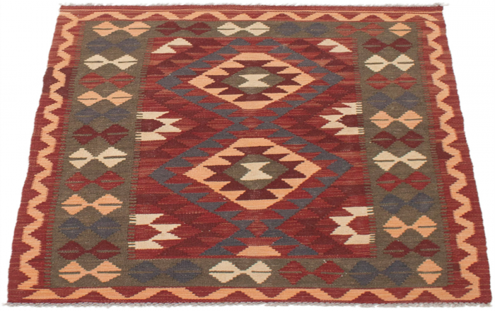 Turkish Sivas 3'3" x 4'9" Flat-Weave Wool Kilim 