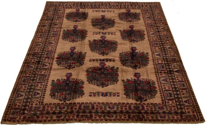 Afghan Rizbaft 6'9" x 9'9" Hand-knotted Wool Rug 