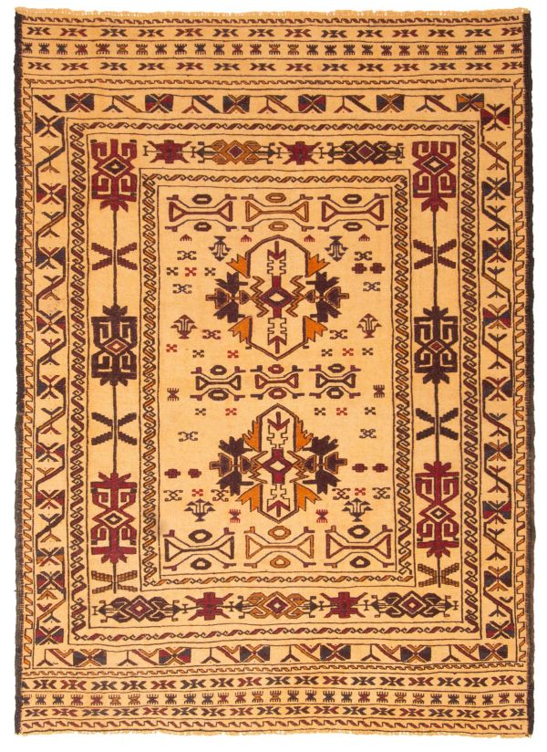 Afghan Shiravan SMK 4'3" x 6'0" Flat-Weave Wool Tapestry Kilim 