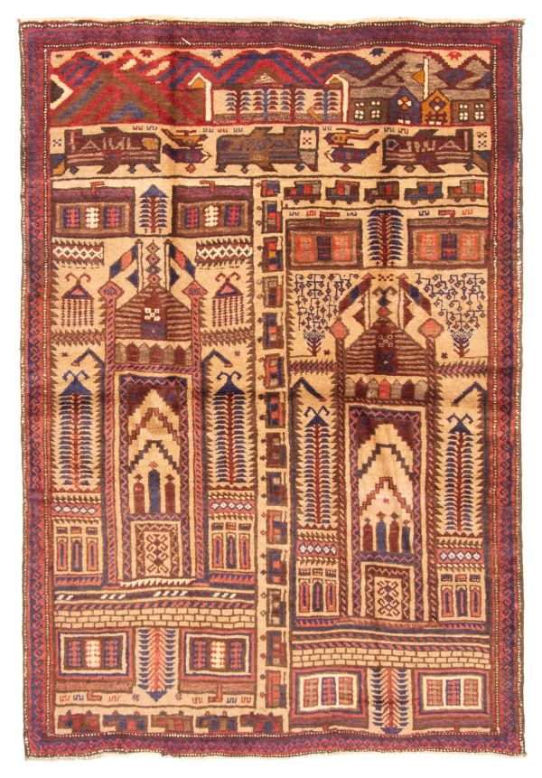 Afghan Rizbaft 4'0" x 5'11" Hand-knotted Wool Rug 