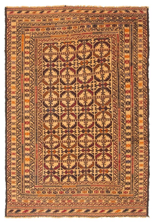 Afghan Shiravan Soumak 4'0" x 5'9" Flat-Weave Wool Tapestry Kilim 