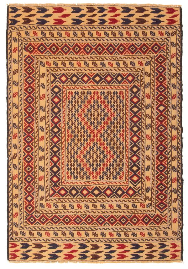 Afghan Shiravan Soumak 4'3" x 6'2" Flat-Weave Wool Tapestry Kilim 