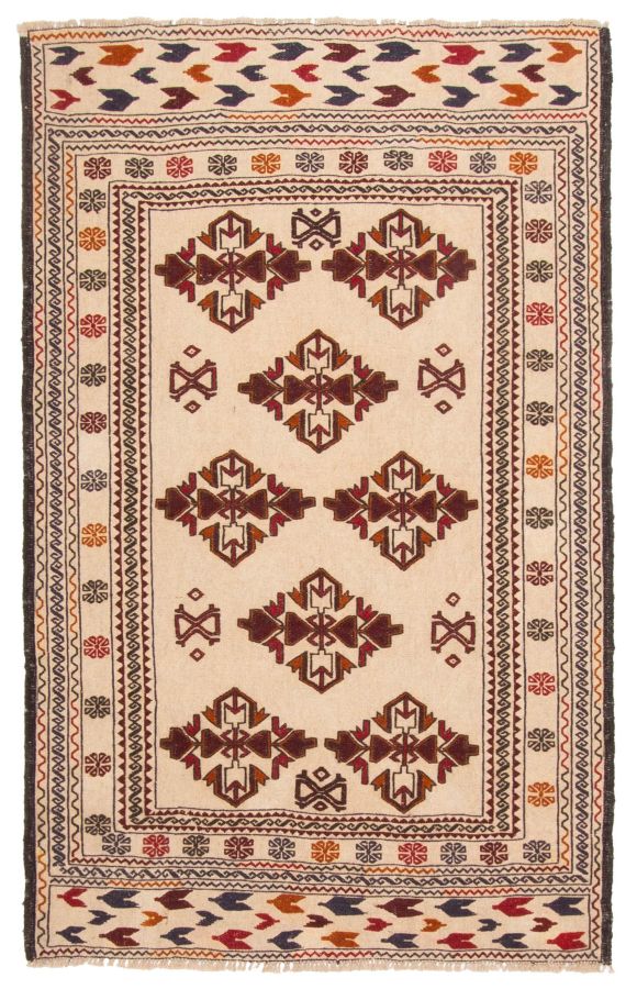 Afghan Shiravan Soumak 4'0" x 6'1" Flat-Weave Wool Tapestry Kilim 