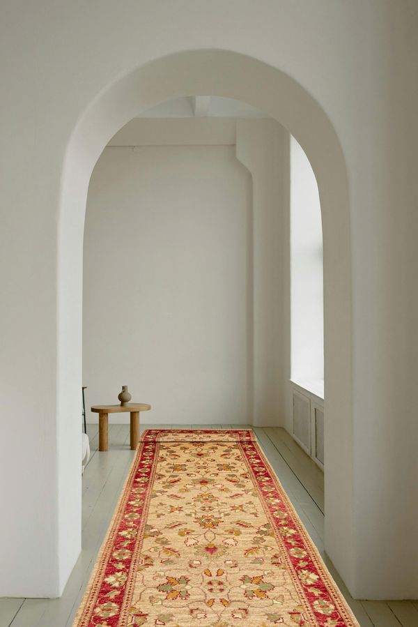 Pakistani Peshawar Oushak 2'6" x 15'0" Hand-knotted Wool Runner Rug 