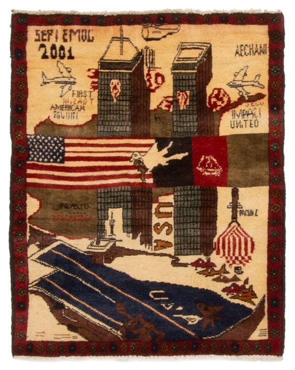 Afghan Rare War 2'1" x 2'8" Hand-knotted Wool Rug 