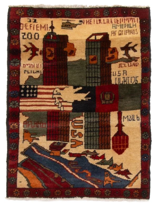 Afghan Rare War 1'11" x 2'7" Hand-knotted Wool Rug 