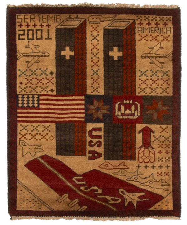 Afghan Rare War 2'0" x 2'5" Hand-knotted Wool Rug 