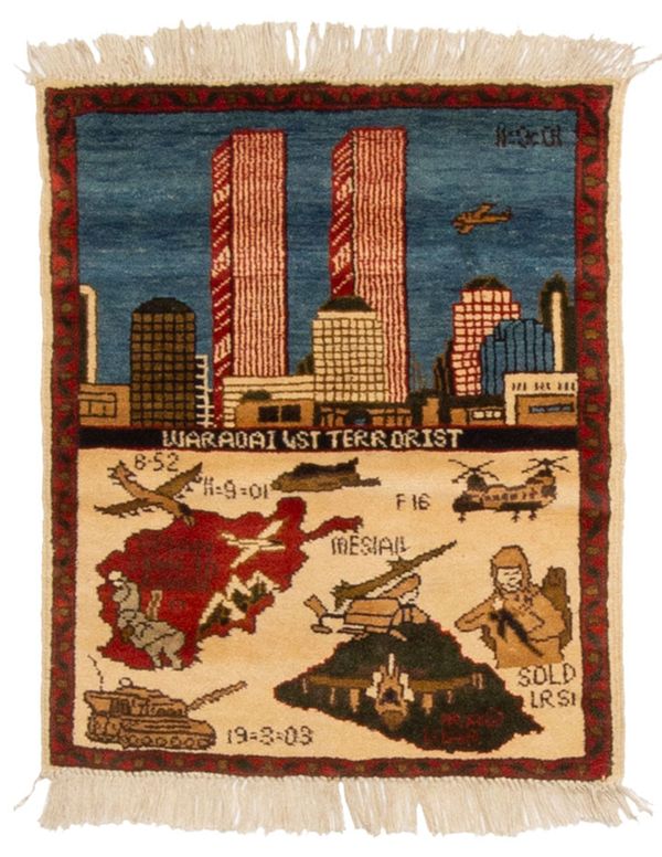 Afghan Rare War 1'11" x 2'3" Hand-knotted Wool Rug 