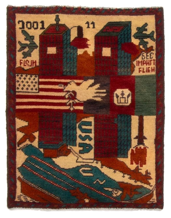 Afghan Rare War 1'11" x 2'5" Hand-knotted Wool Rug 
