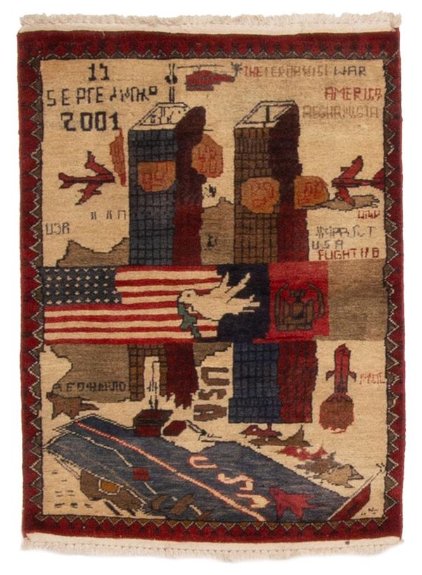 Afghan Rare War 1'11" x 2'7" Hand-knotted Wool Rug 