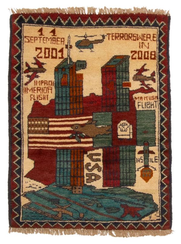 Afghan Rare War 1'11" x 2'6" Hand-knotted Wool Rug 