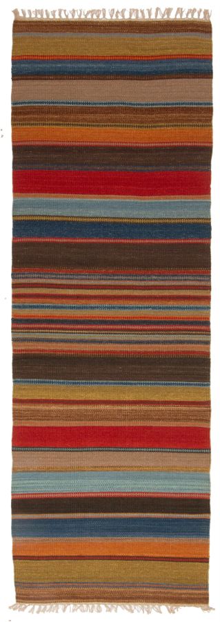 Turkish Boho 2'6" x 8'2" Flat-Weave Wool Kilim 