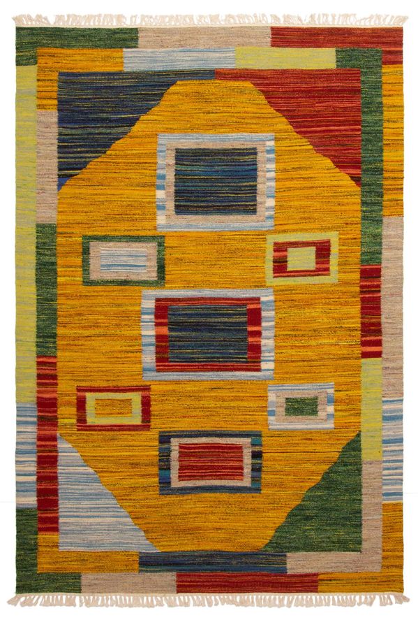 Turkish Ankara 5'5" x 7'7" Flat-Weave Wool Kilim 