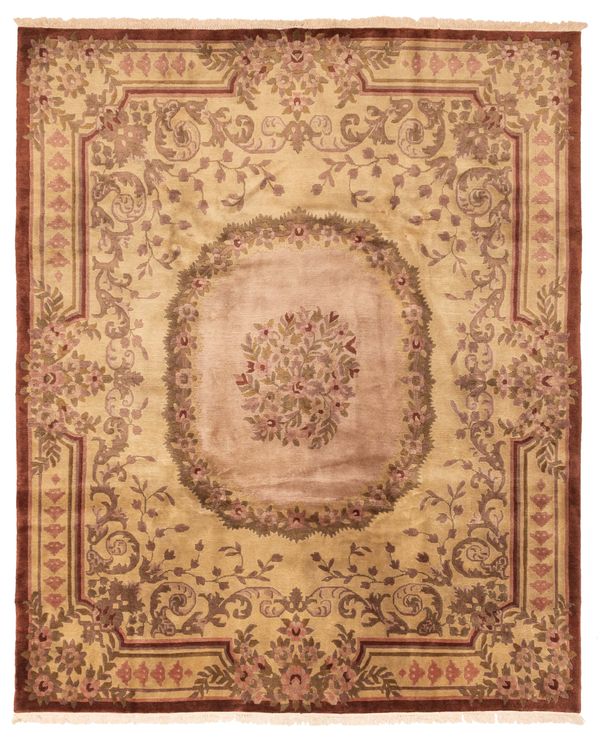 Nepal Aubusson 8'1" x 9'9" Hand-knotted Wool Rug 