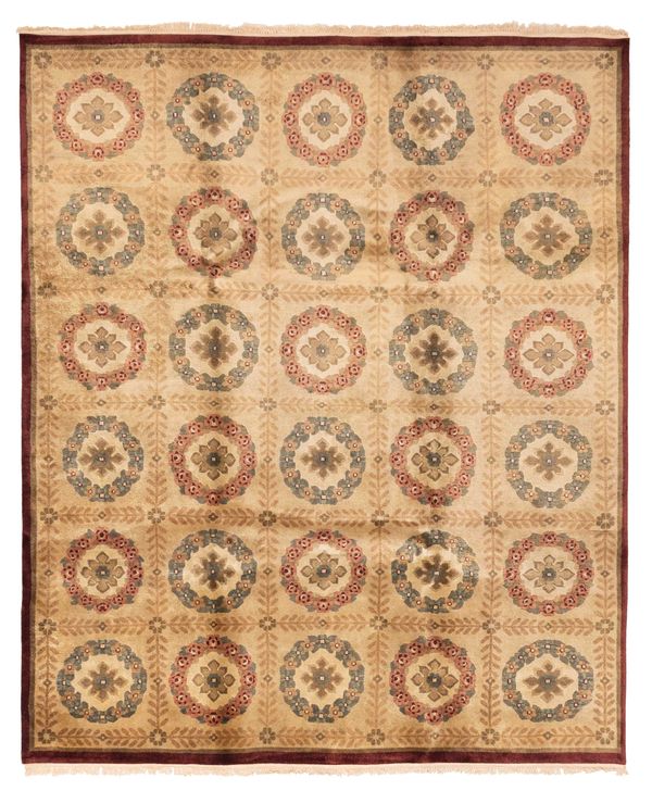 Indian British Raj 8'2" x 9'10" Hand-knotted Wool Rug 