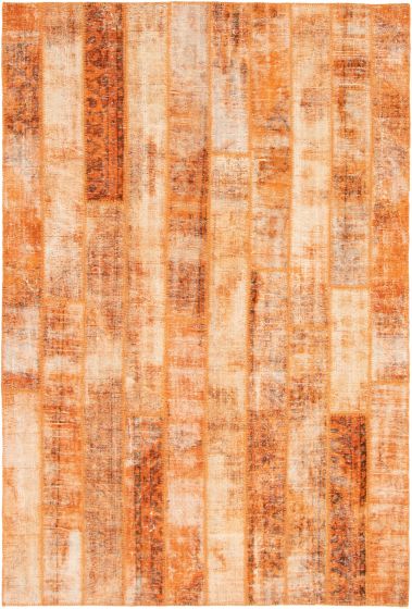 Turkish Color Transition Patchwork 6'7" x 9'11" Hand-knotted Wool Rug 