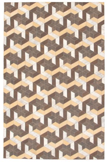 Argentina Cowhide Patchwork 5'0" x 7'10" Handmade Leather Rug 
