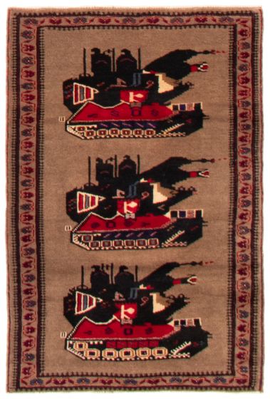 Afghan Rare War 2'11" x 4'7" Hand-knotted Wool Rug 