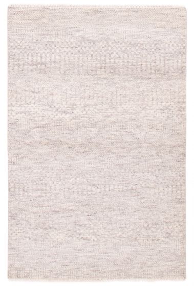 Indian Silk Shadow 4'0" x 6'2" Hand-knotted Viscose & Wool Rug 