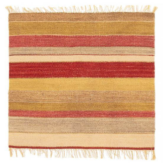 Turkish Bold and Colorful 2'1" x 2'4" Flat-Weave Wool Kilim 
