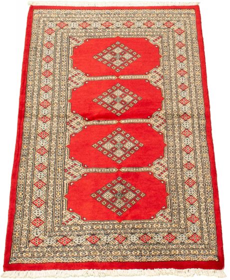 Pakistani Finest Peshawar Bokhara 3'1" x 5'2" Hand-knotted Wool Rug 