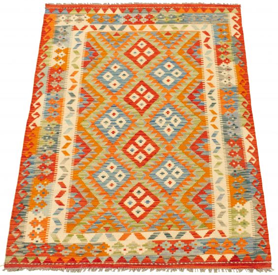 Kilim vif et coloré 4'3" x 6'3" en laine