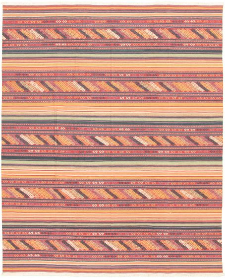 Turkish Boho 8'2" x 10'3" Flat-Weave Wool Kilim 