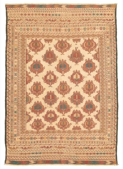 Turkish Shiravan SMK 4'2" x 6'5" Flat-Weave Wool Tapestry Kilim 