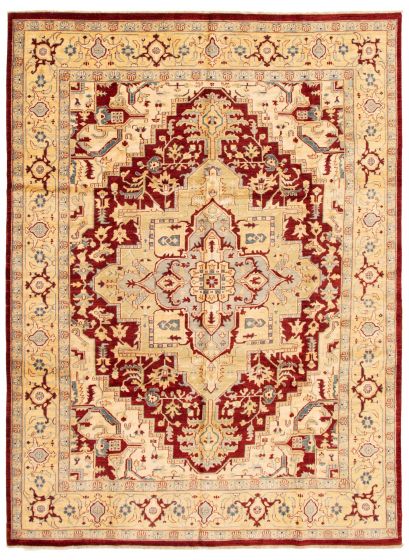 Afghan Chobi Finest 9'0" x 12'0" Hand-knotted Wool Dark Red Rug