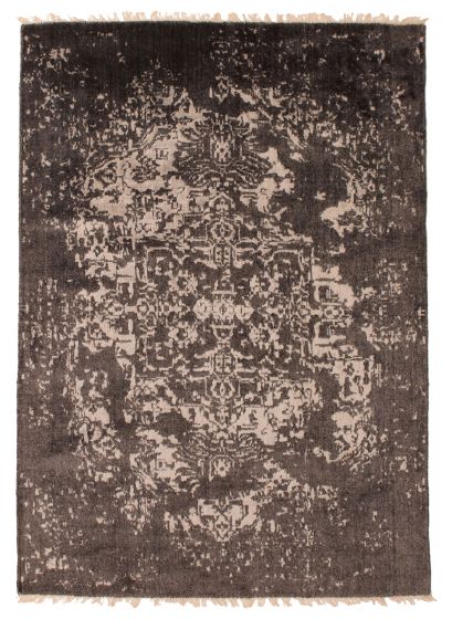 Indian La Seda 4'6" x 6'8" Hand-knotted Silk Rug