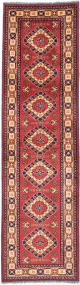 Afghan Finest Kargahi 2'11" x 10'5" Hand-knotted Wool Rug 