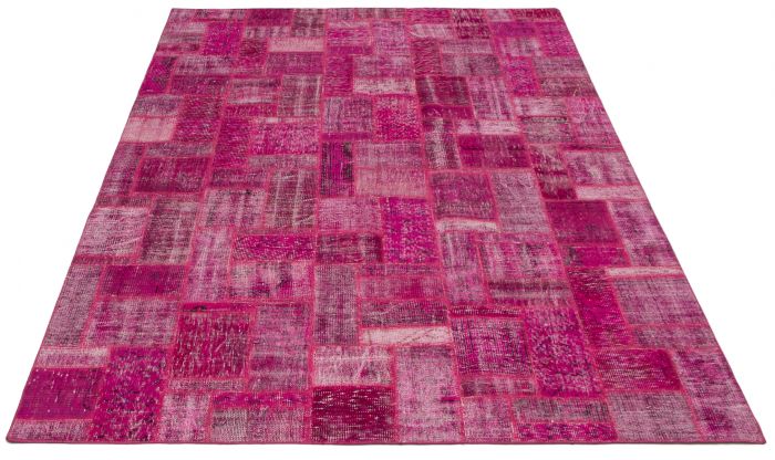 Turkish Color Transition Patchwork 6'11" x 9'9" Hand-knotted Wool Rug 