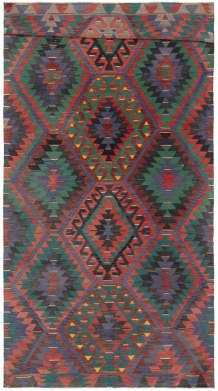 Turkish Sivas 5'8" x 12'0" Flat-Weave Wool Kilim 