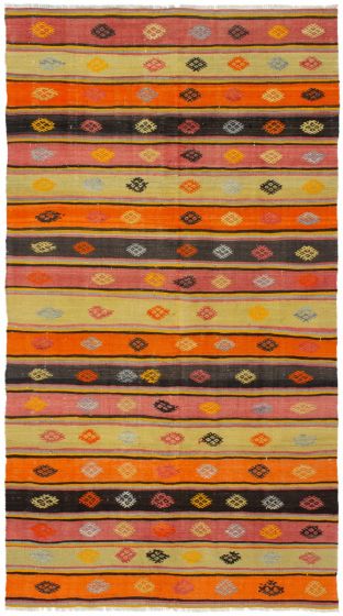 Turkish Boho 5'2" x 9'4" Flat-Weave Wool Kilim 