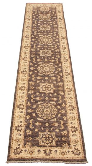 Afghan Chobi Finest 2'6" x 12'1" Hand-knotted Wool Rug 