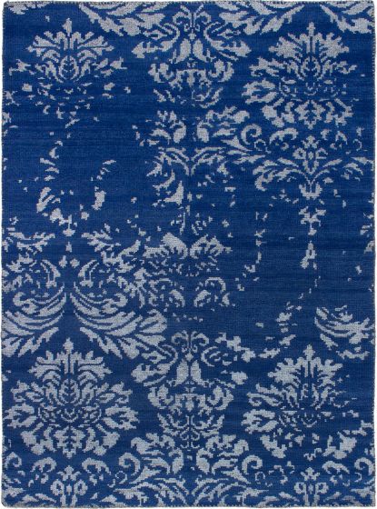 Indian La Seda 5'4" x 7'5" Hand-knotted Wool & Silk Rug 