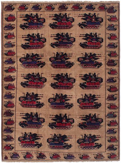 Afghan Rare War 6'11" x 9'3" Hand-knotted Wool Rug 