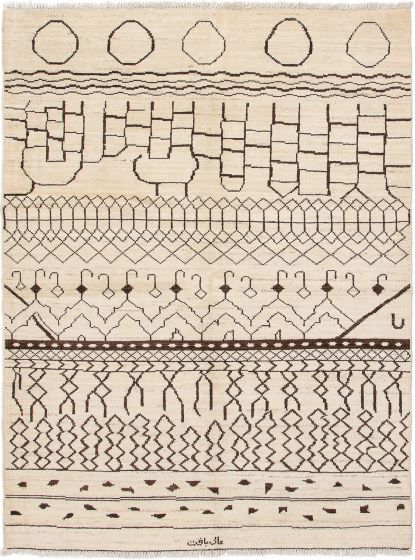 Indian Tangier 6'3" x 8'3" Hand-knotted Wool Rug 