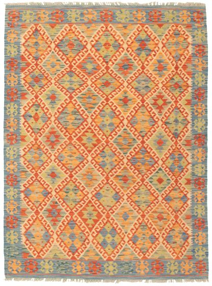Turkish Sivas 4'6" x 6'1" Flat-Weave Wool Kilim 