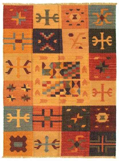 Turkish Sundance 5'1" x 6'11" Flat-Weave Wool Kilim 