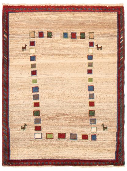 Persian Style Kashkuli Gabbeh 3'7" x 4'6" Hand-knotted Wool Rug 