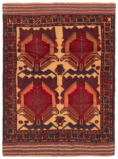 Afghan Tajik Caucasian 4'2" x 5'10" Hand-knotted Wool Rug 