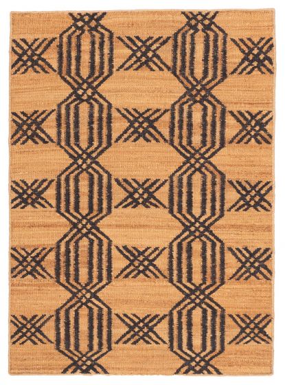 Indian Palas Denizli 4'3" x 5'11" Flat-Weave Jute Kilim 