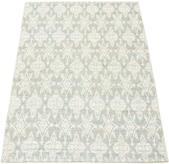 Indian Collage 4'5" x 6'4" Handmade Chenille Rug 