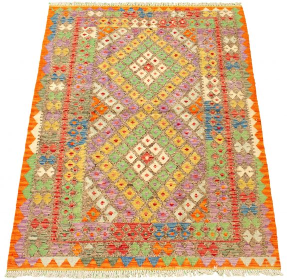 Turkish Sivas 4'3" x 6'1" Flat-Weave Wool Kilim 