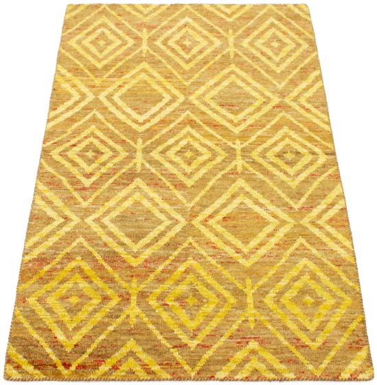 Indian Color transition 5'0" x 7'10" Hand-knotted Bamboo Silk Rug 