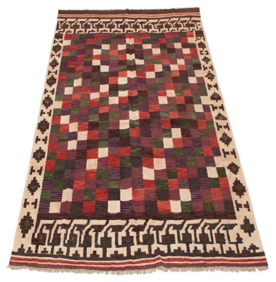 Turkish Old Style 6'10" x 9'8" Flat-Weave Wool Kilim 