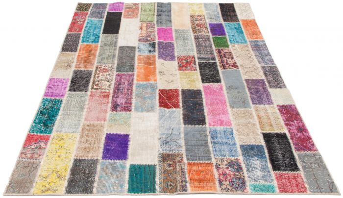 Turkish Color Transition Patchwork 6'9" x 9'10" Hand-knotted Wool Rug 