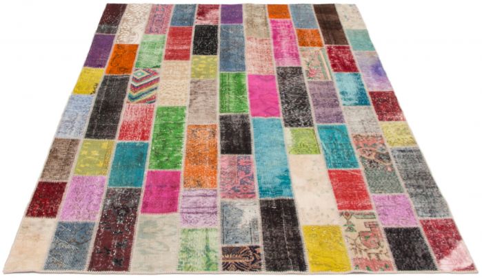 Turkish Color Transition Patchwork 6'9" x 9'11" Hand-knotted Wool Rug 