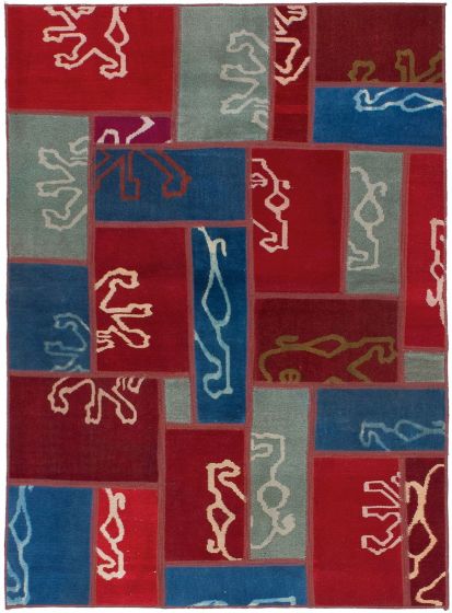 Turkish Vintage Anatolia Patch 3'4" x 5'0" Hand-knotted Wool Rug 